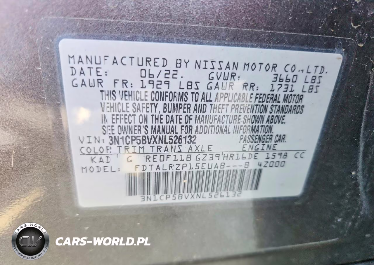 2022 Nissan Kicks S VIN:3N1CP5BVXNL526132 - 13