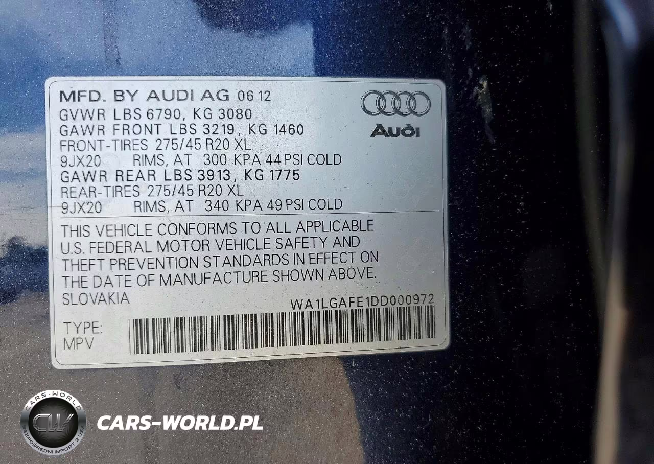 2013 Audi Q7 3.0T Premium VIN:WA1LGAFE1DD000972 - 13