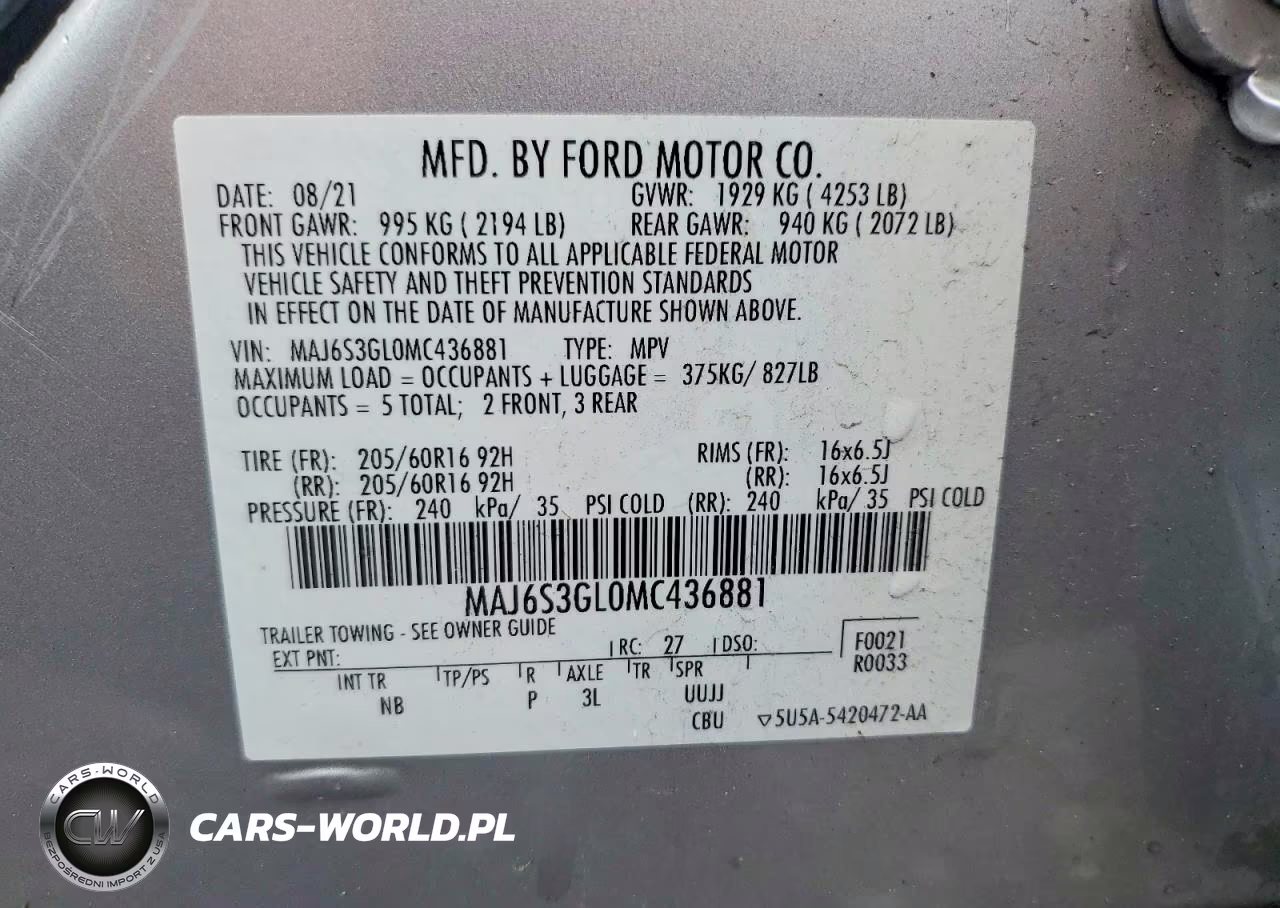 2021 Ford Ecosport Se VIN:MAJ6S3GL0MC436881 - 12
