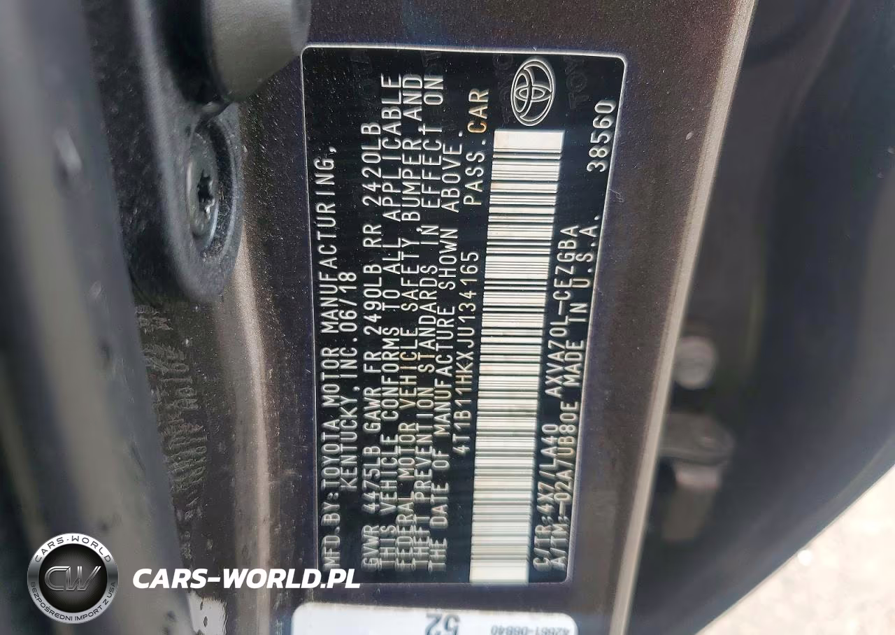2018 Toyota Camry Xle VIN:4T1B11HKXJU134165 - 12