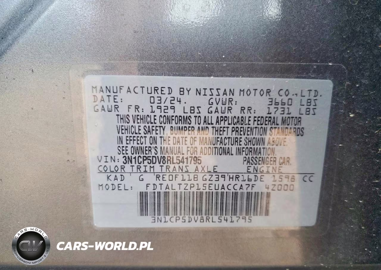 2024 Nissan Kicks Sr VIN:3N1CP5DV8RL541795 - 13