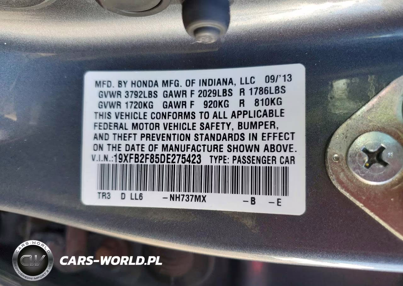 2013 Honda Civic Ex VIN:19XFB2F85DE275423 - 12