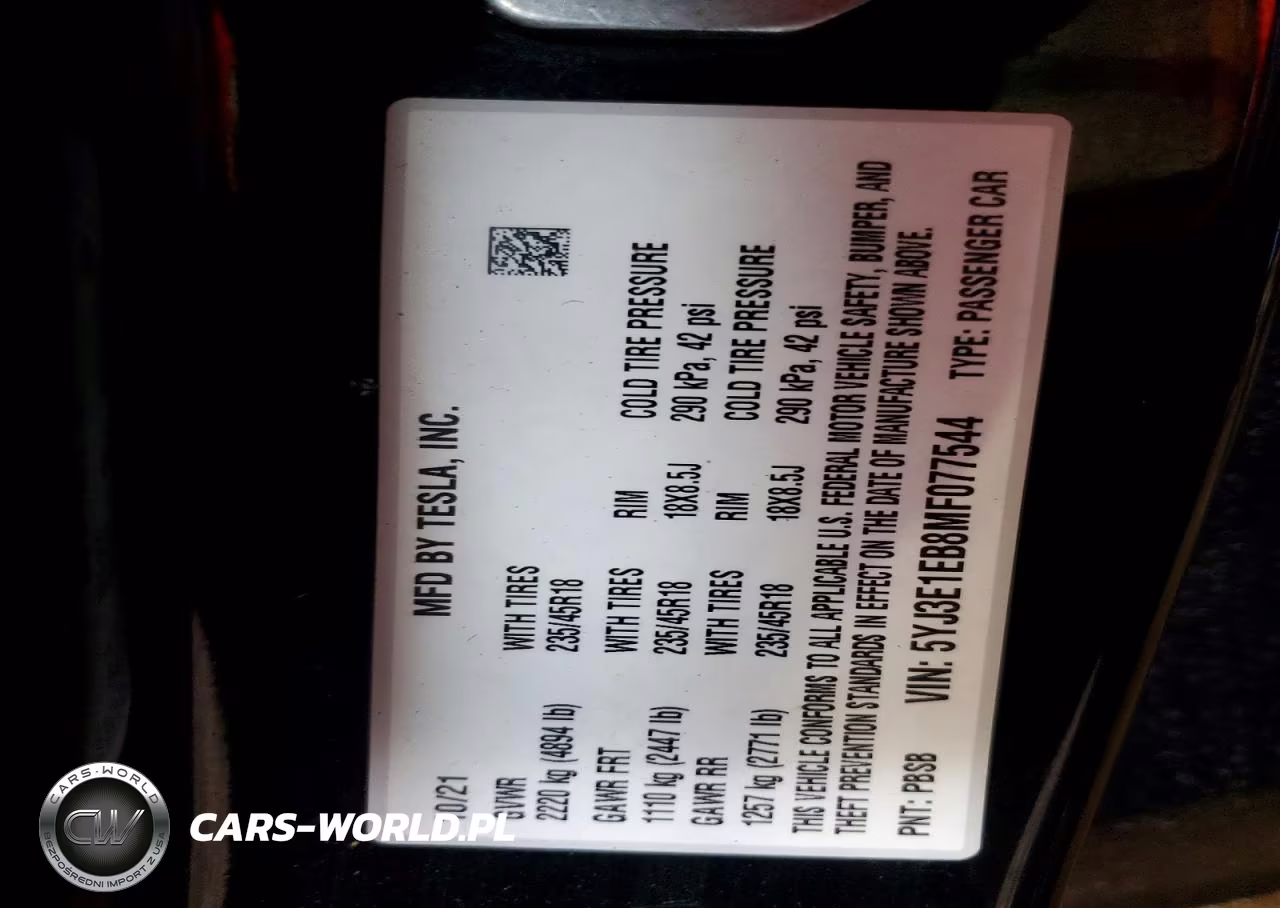 2021 Tesla Model 3 VIN:5YJ3E1EB8MF077544 - 12