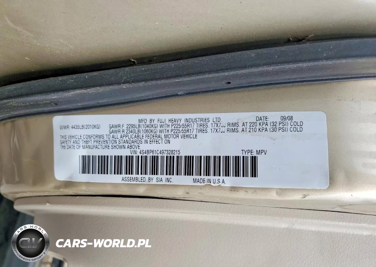 2009 Subaru Outback 2.5I VIN:4S4BP61C497328215 - 12
