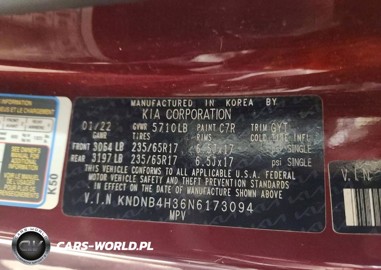 2022 Kia Carnival Lx VIN:KNDNB4H36N6173094 - 14