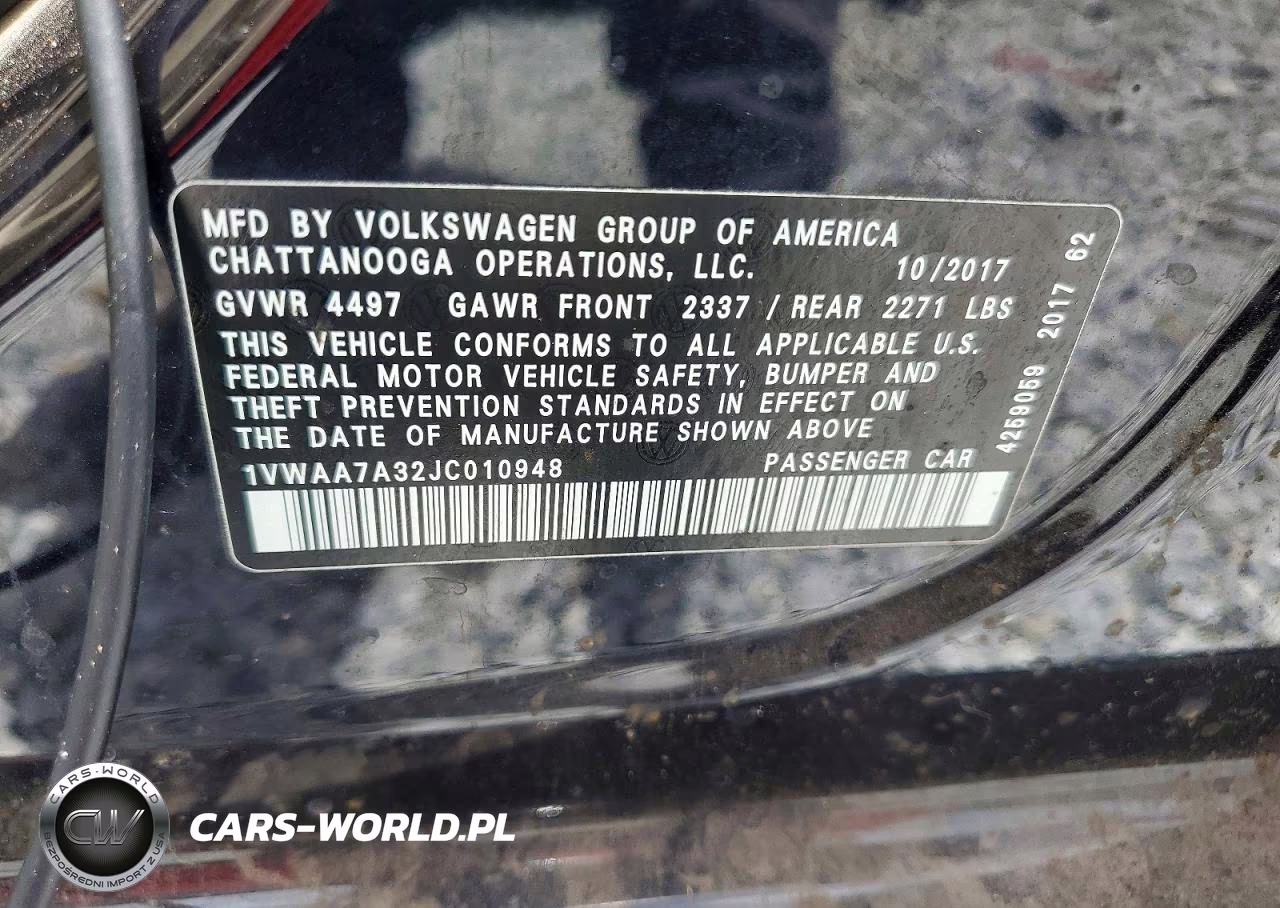 2018 Volkswagen Passat S VIN:1VWAA7A32JC010948 - 12