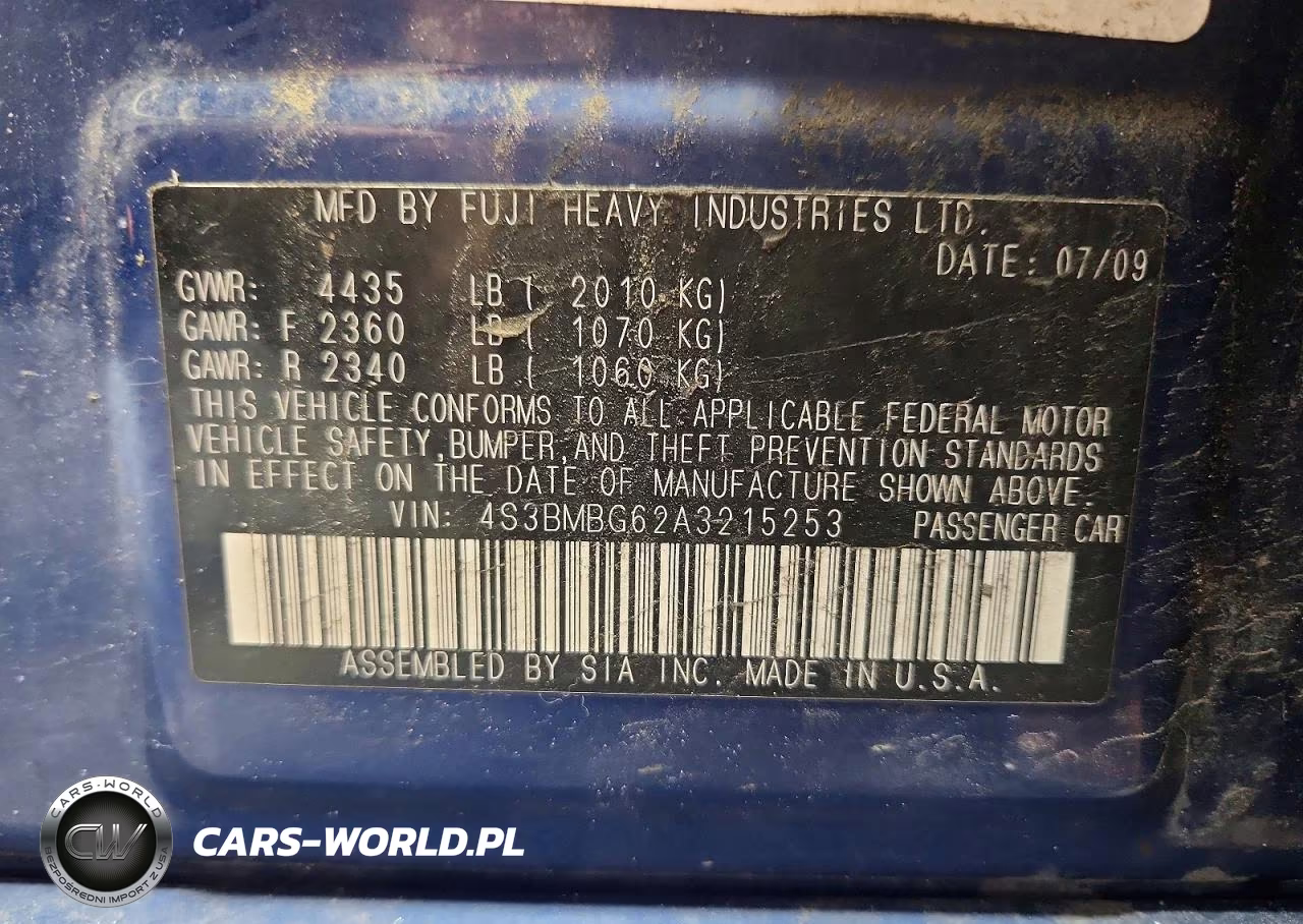 2010 Subaru Legacy 2.5I Premium VIN:4S3BMBG62A3215253 - 12