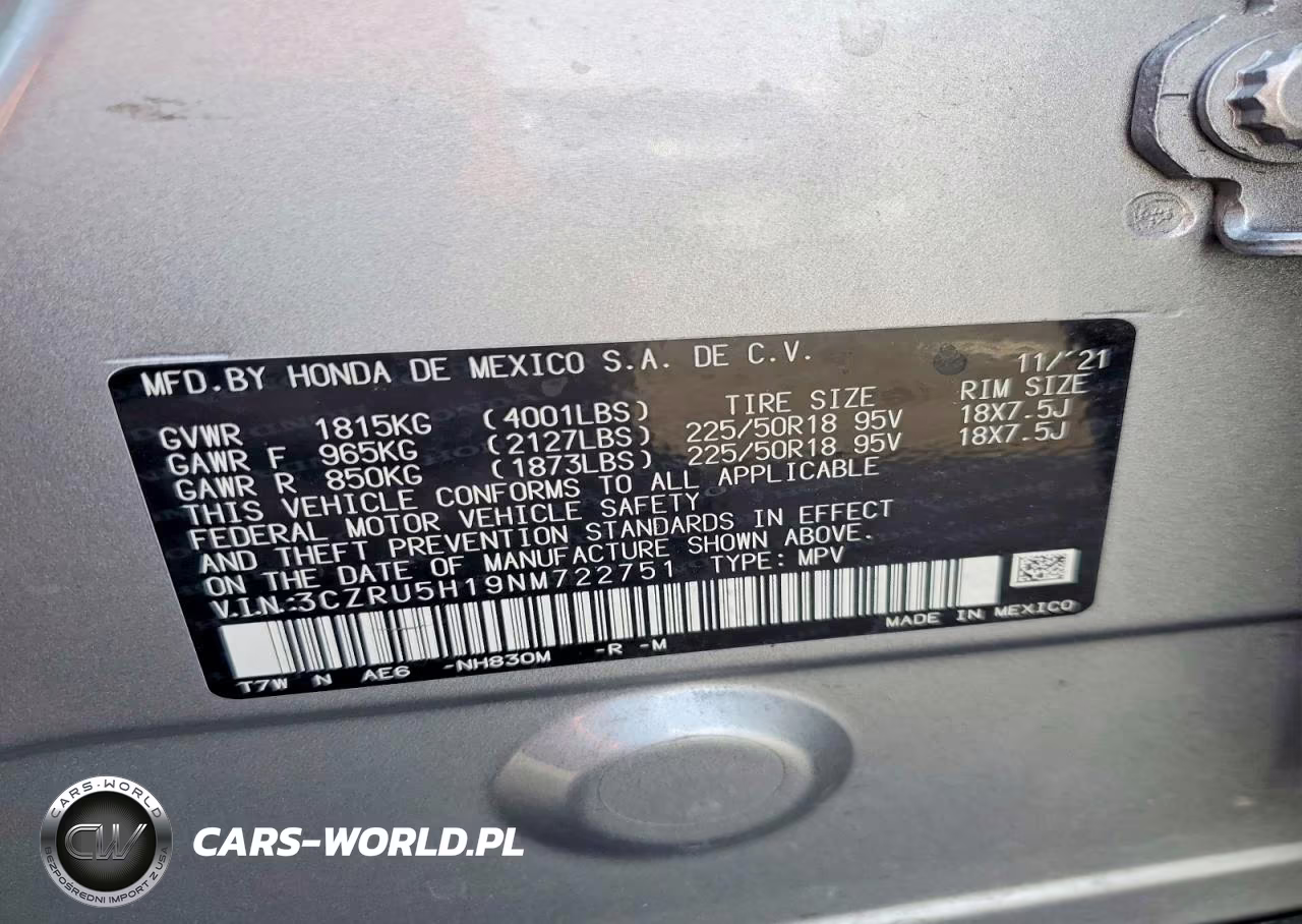 2022 Honda Hr-V Sport VIN:3CZRU5H19NM722751 - 12