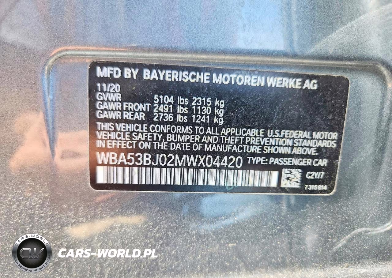 2021 BMW 540 I VIN:WBA53BJ02MWX04420 - 13