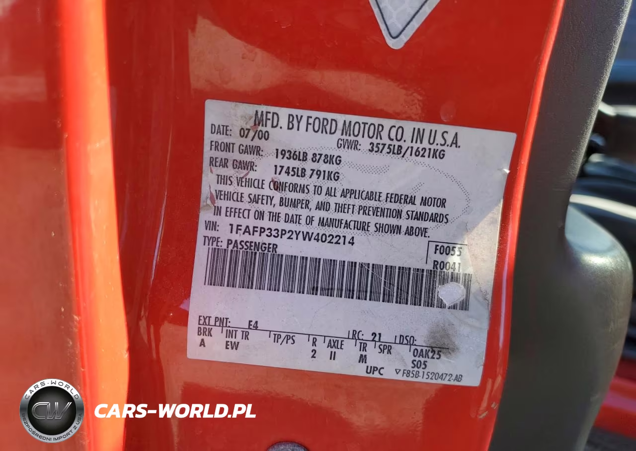 2000 Ford Focus Lx VIN:1FAFP33P2YW402214 - 13
