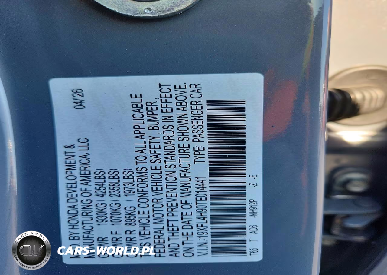 2026 Honda Civic Sport Touring VIN:19XFL4H90TE014441 - 13