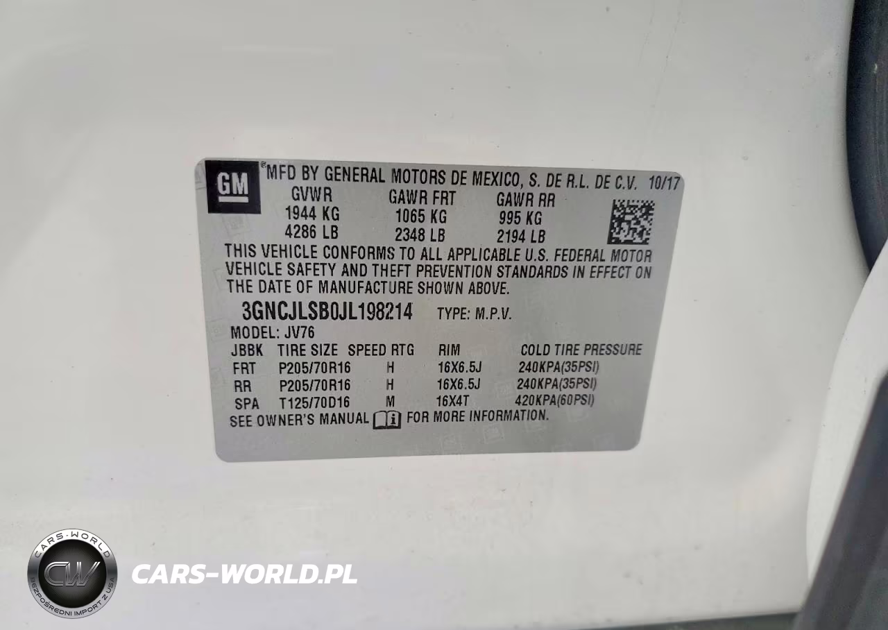 2018 Chevrolet Trax 1Lt VIN:3GNCJLSB0JL198214 - 13