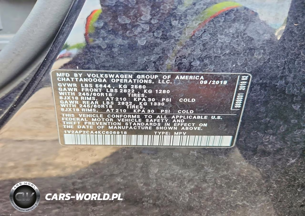 2019 Volkswagen Atlas S VIN:1V2AP2CA4KC606918 - 13
