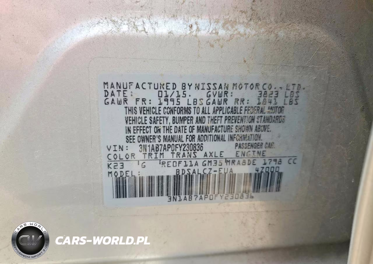 2015 Nissan Sentra S VIN:3N1AB7AP0FY230836 - 12