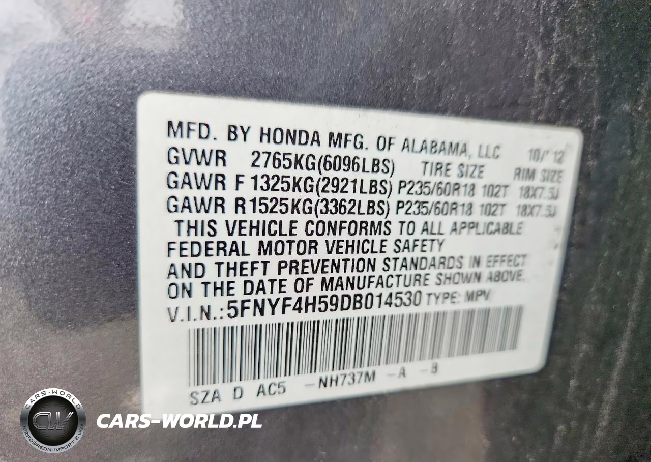 2013 Honda Pilot Exl VIN:5FNYF4H59DB014530 - 13