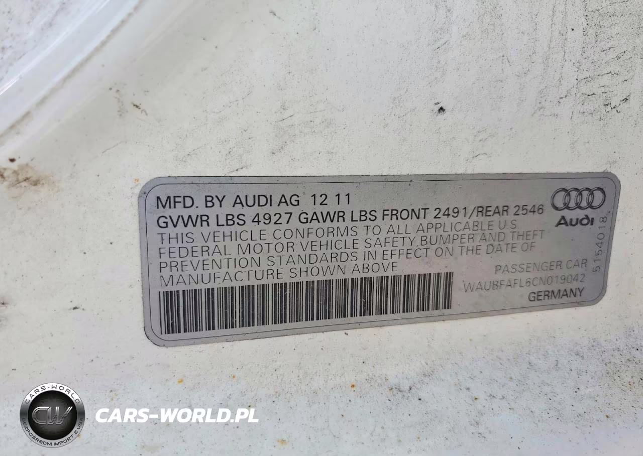 2012 Audi A4 Premium VIN:WAUBFAFL6CN019042 - 12