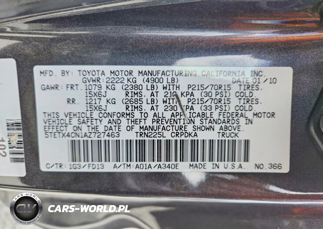 2010 Toyota Tacoma Access Cab VIN:5TETX4CN1AZ727463 - 13