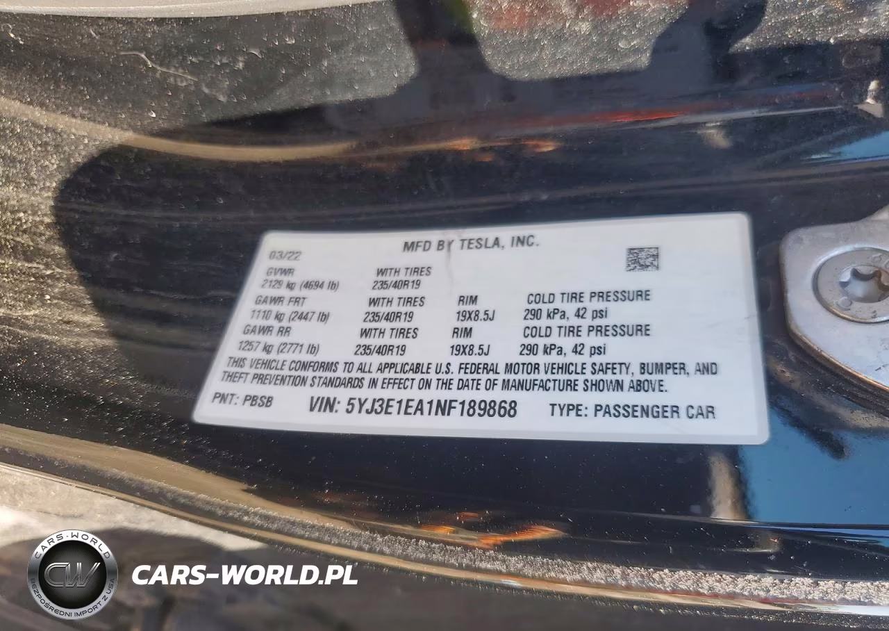 2022 Tesla Model 3 VIN:5YJ3E1EA1NF189868 - 12