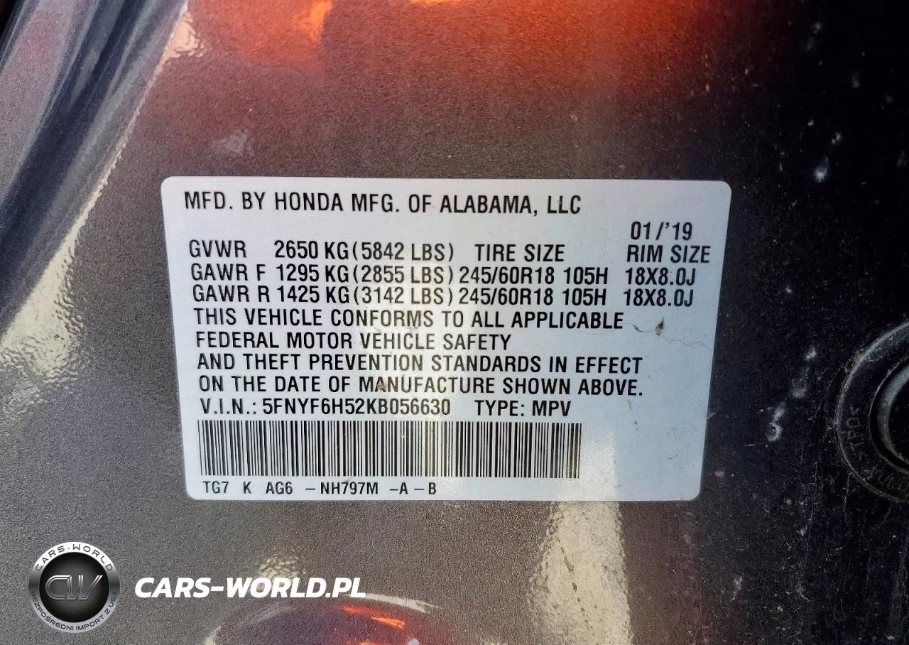 2019 Honda Pilot Exl VIN:5FNYF6H52KB056630 - 13