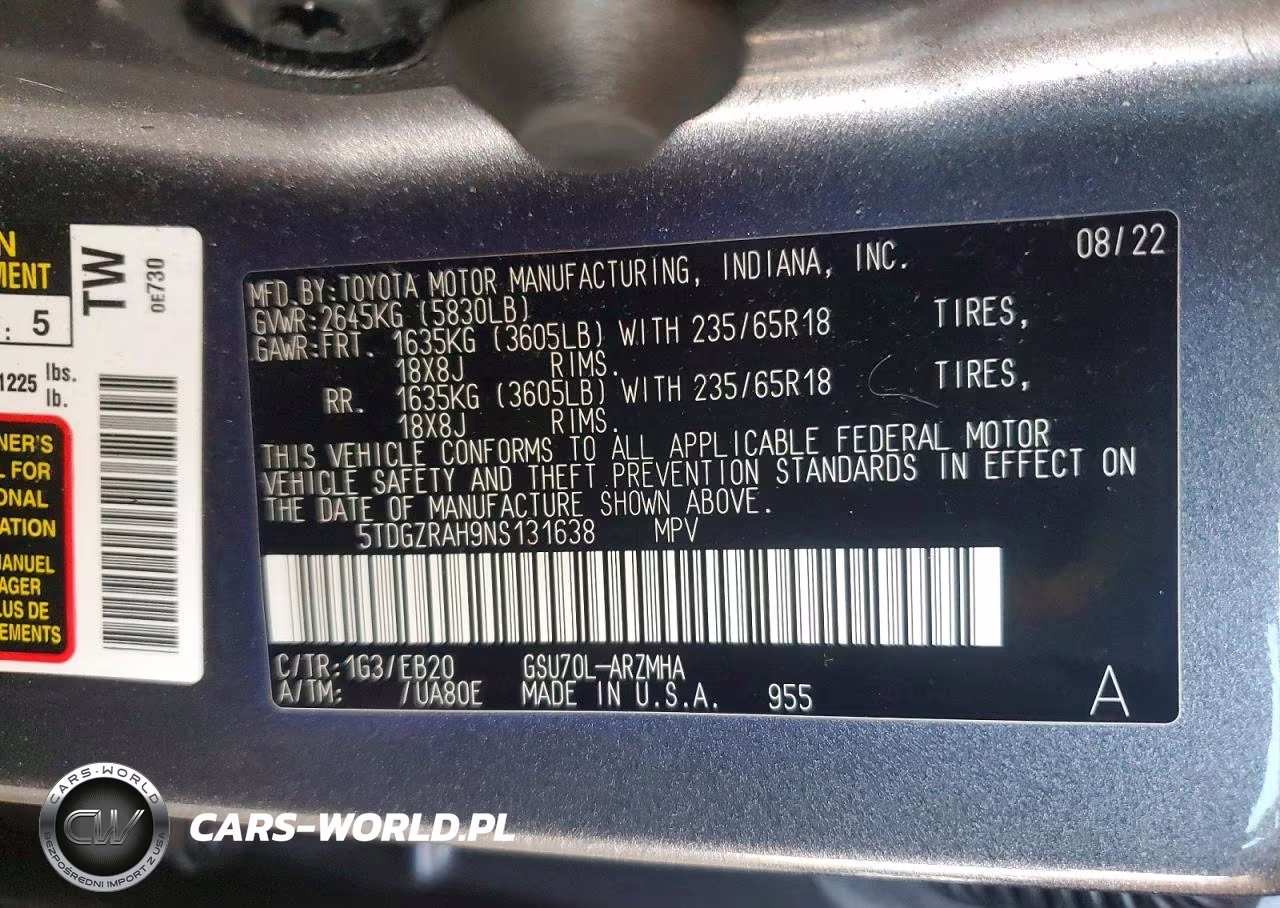 2022 Toyota Highlander Xle VIN:5TDGZRAH9NS131638 - 13