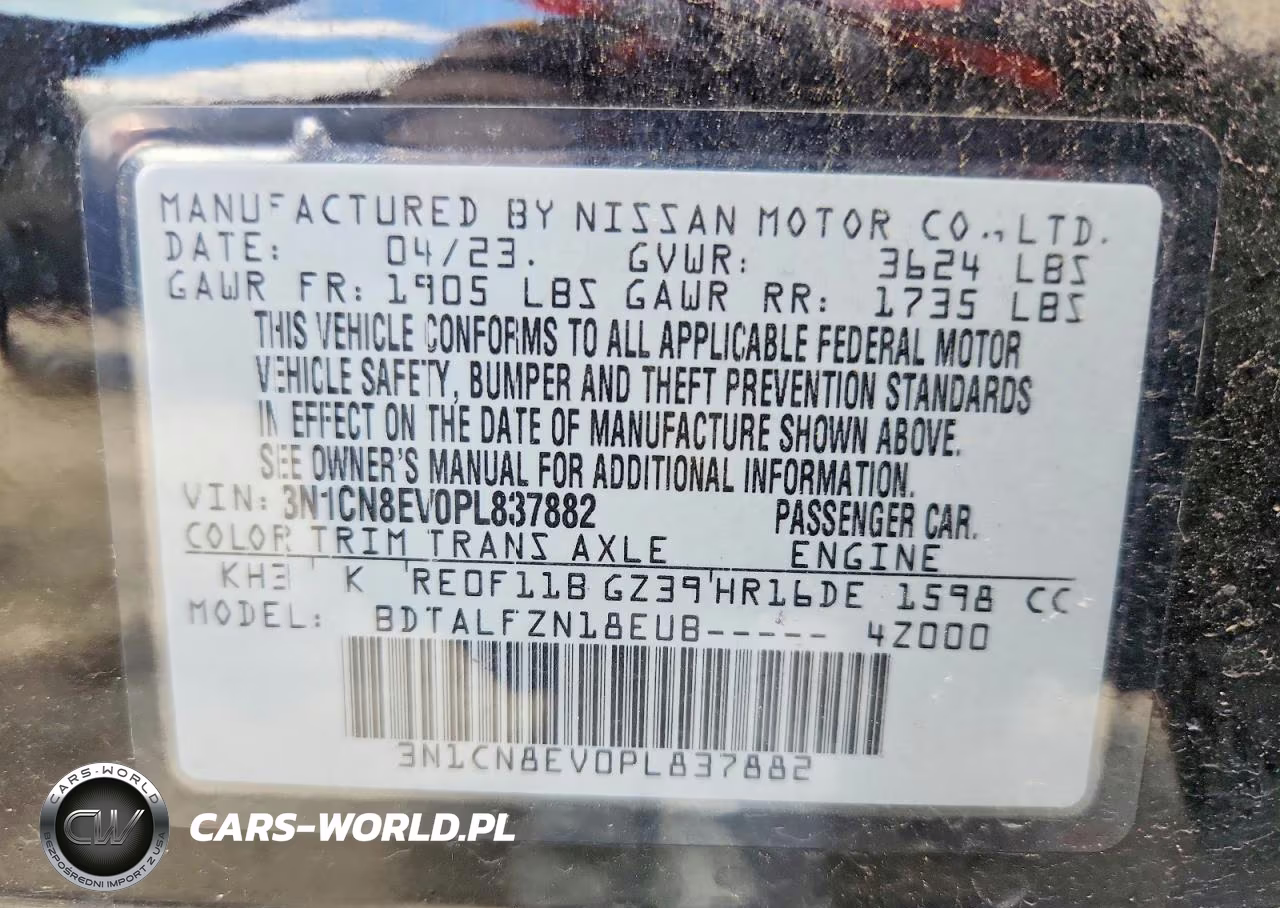 2023 Nissan Versa Sv VIN:3N1CN8EV0PL837882 - 12
