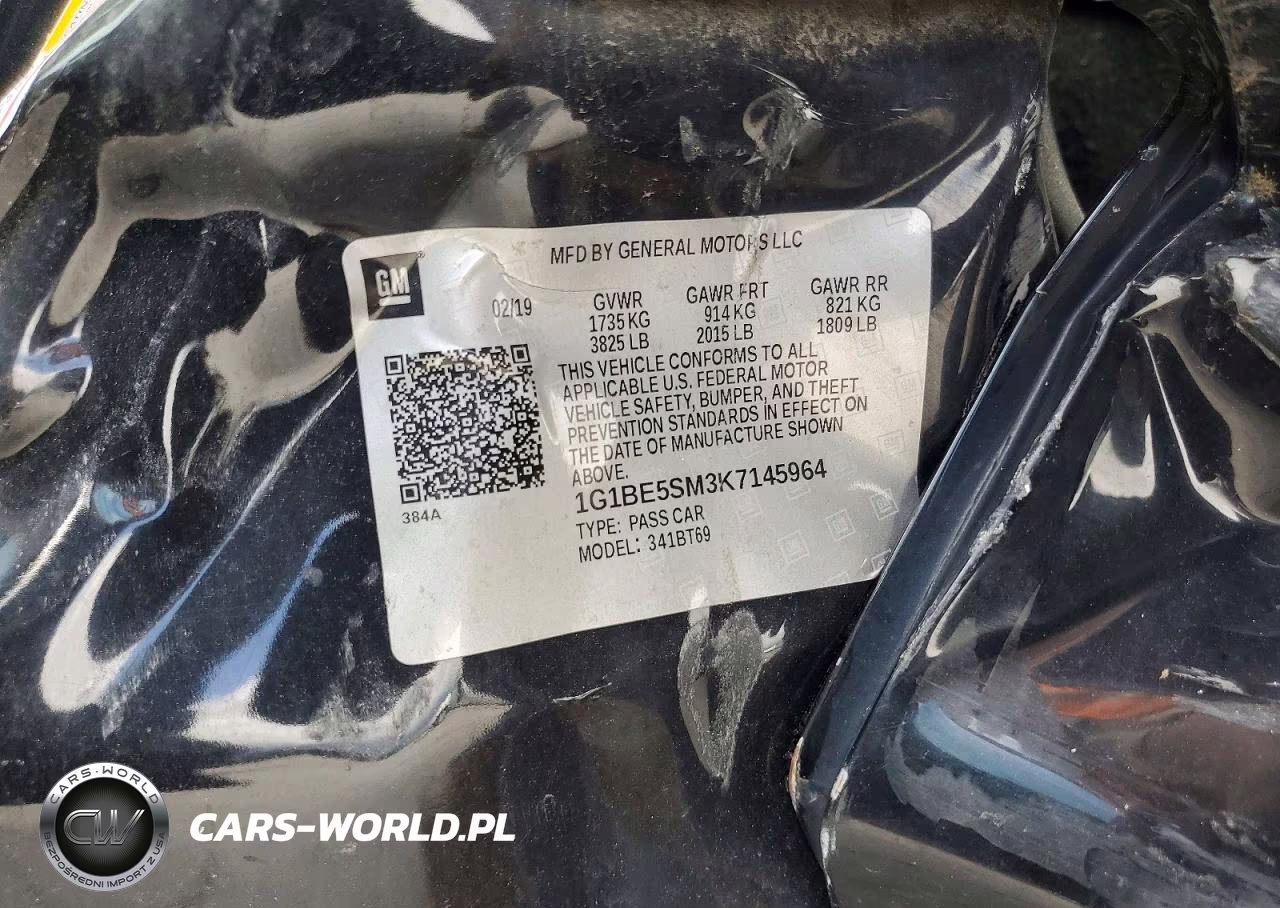 2019 Chevrolet Cruze Lt VIN:1G1BE5SM3K7145964 - 12
