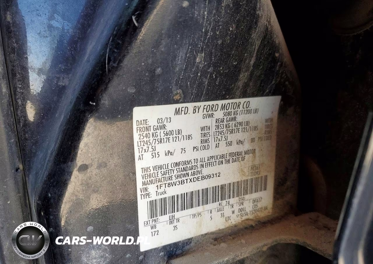 2013 Ford F350 Super Duty VIN:1FT8W3BTXDEB09312 - 12