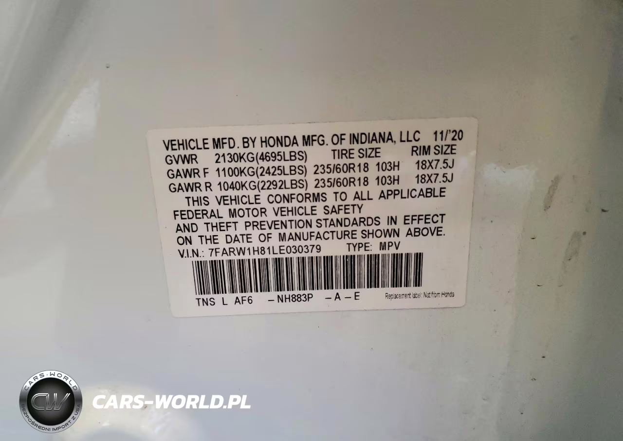 2020 Honda Cr-V Exl VIN:7FARW1H81LE030379 - 14
