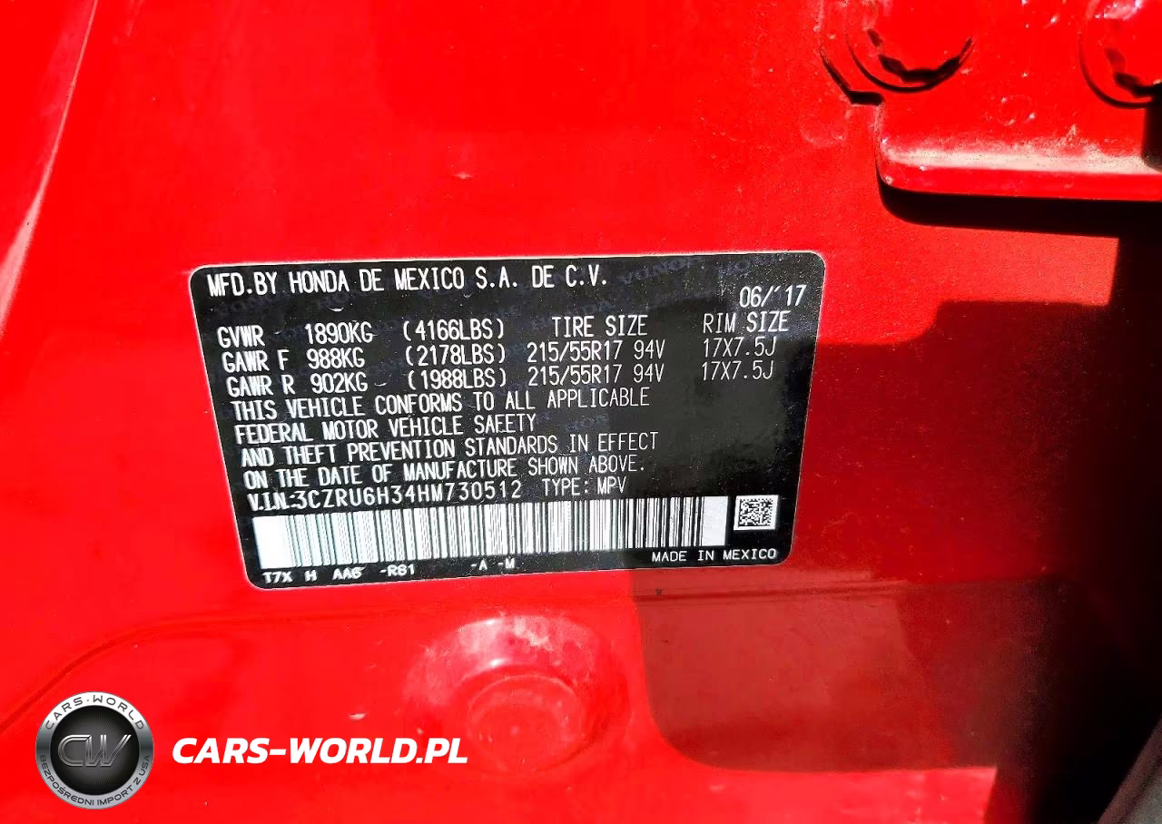 2017 Honda Hr-V Lx VIN:3CZRU6H34HM730512 - 12