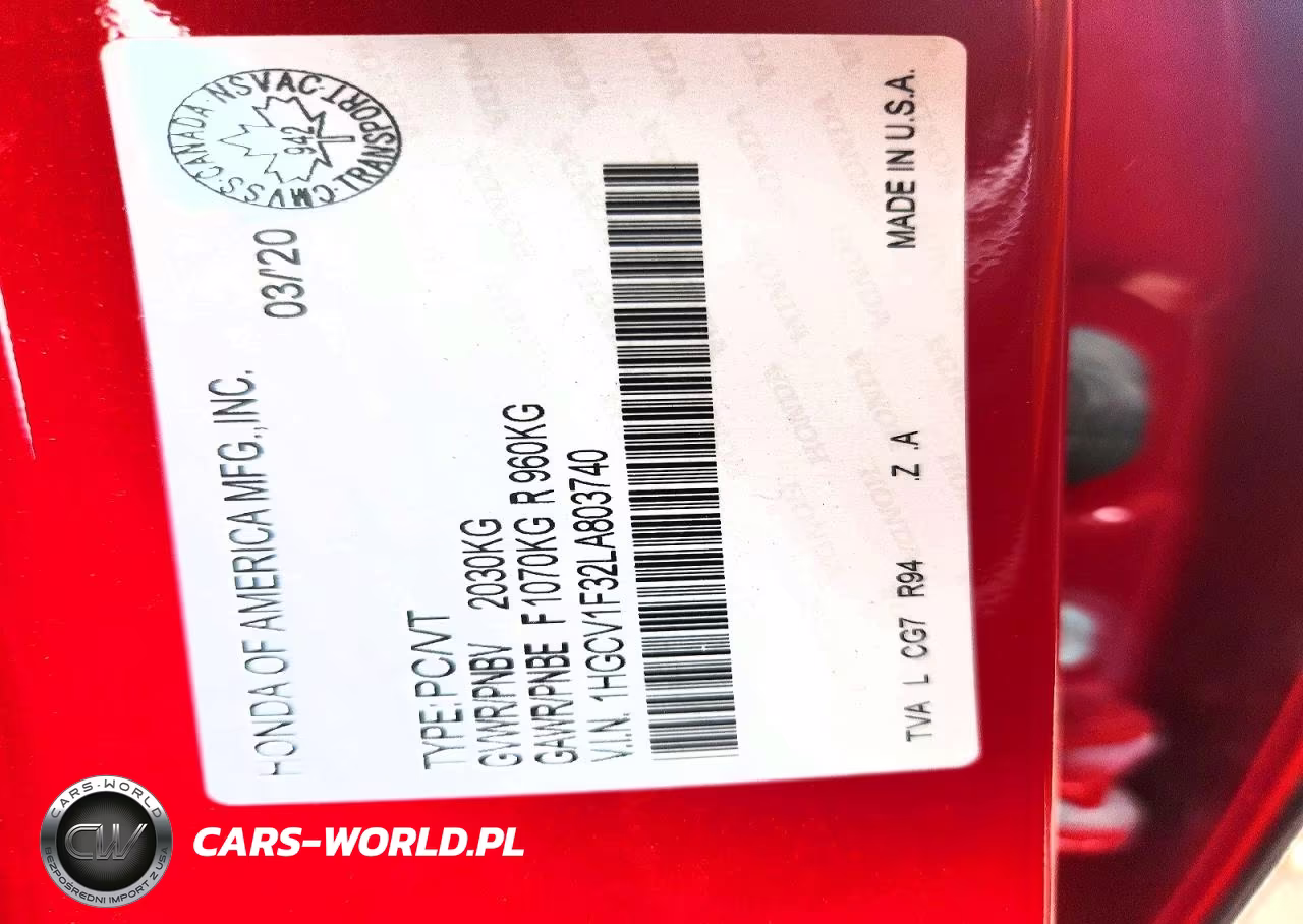 2020 Honda Accord Sport VIN:1HGCV1F32LA803740 - 12