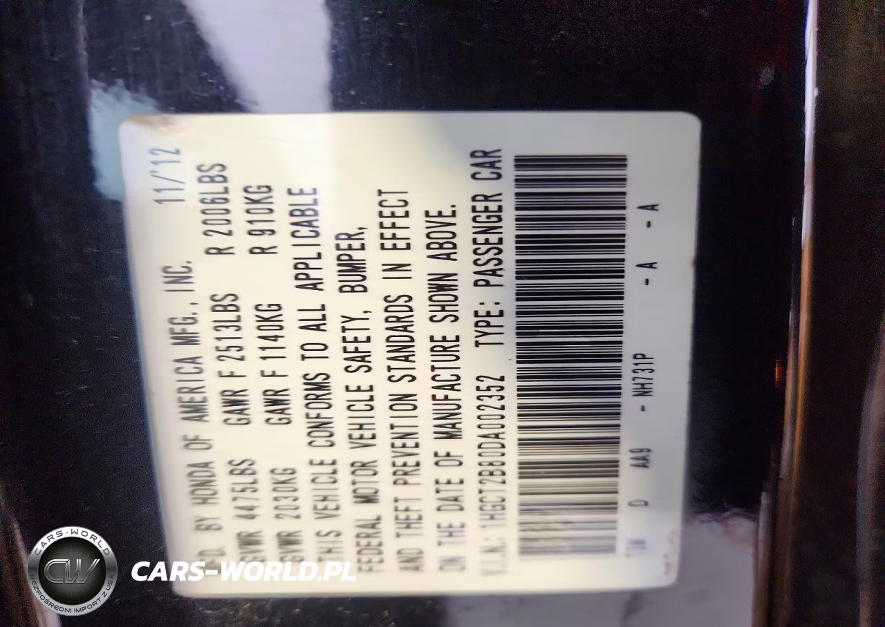 2013 Honda Accord Exl VIN:1HGCT2B80DA002352 - 12