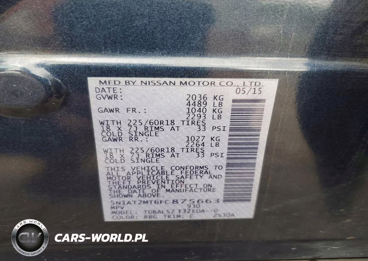 2015 Nissan Rogue Sl VIN:5N1AT2MT6FC875663 - 14