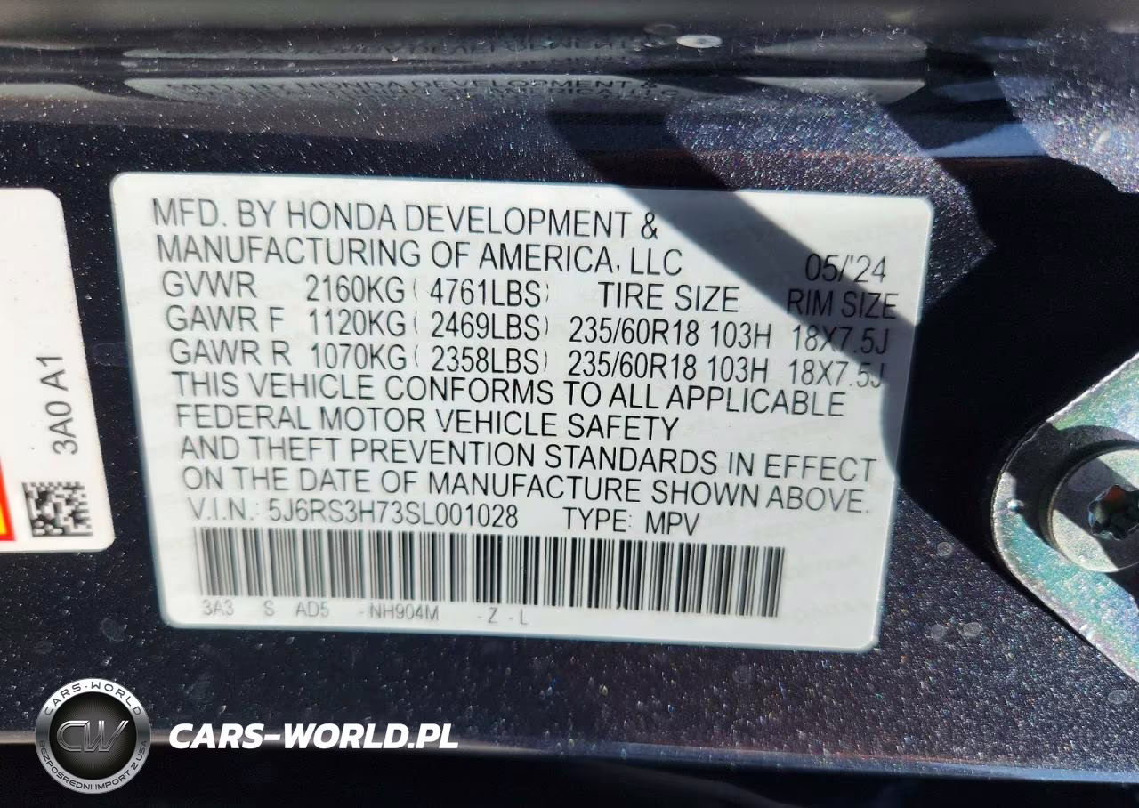2025 Honda Crv VIN:5J6RS3H73SL001028 - 12