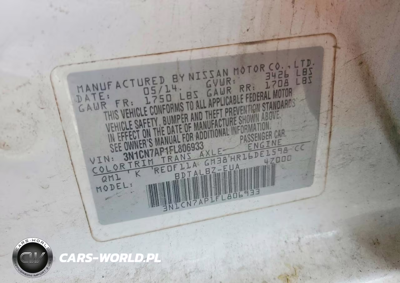 2015 Nissan Versa 1.6 Sv VIN:3N1CN7AP1FL806933 - 12