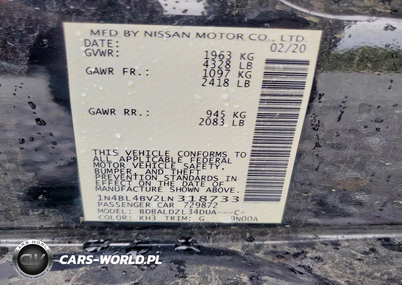 2020 Nissan Altima S VIN:1N4BL4BV2LN318733 - 12