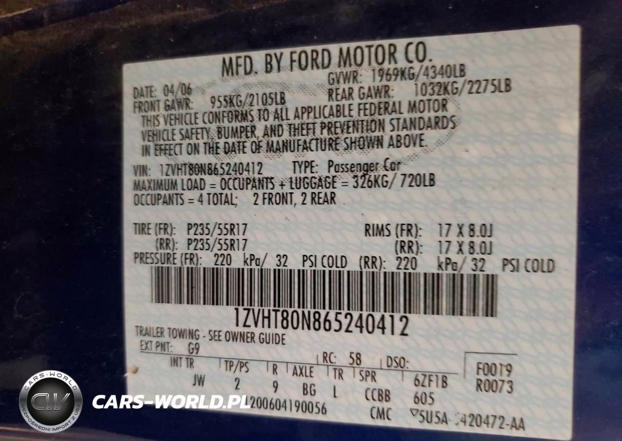 2006 Ford Mustang VIN:1ZVHT80N865240412 - 12