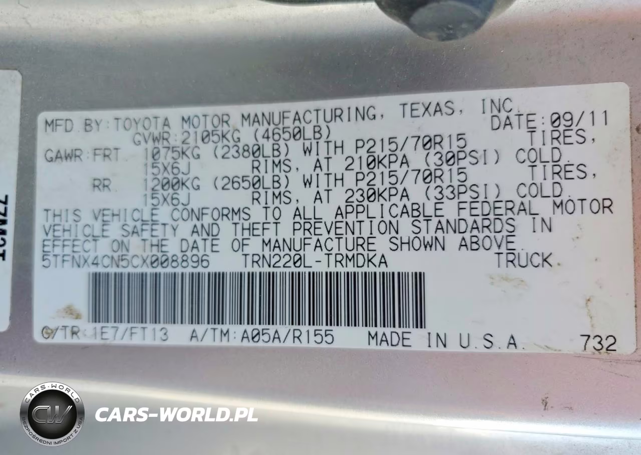 2012 Toyota Tacoma Base VIN:5TFNX4CN5CX008896 - 12