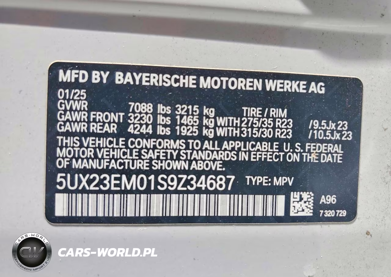 2025 BMW X7 xDrive40I VIN:5UX23EM01S9Z34687 - 14