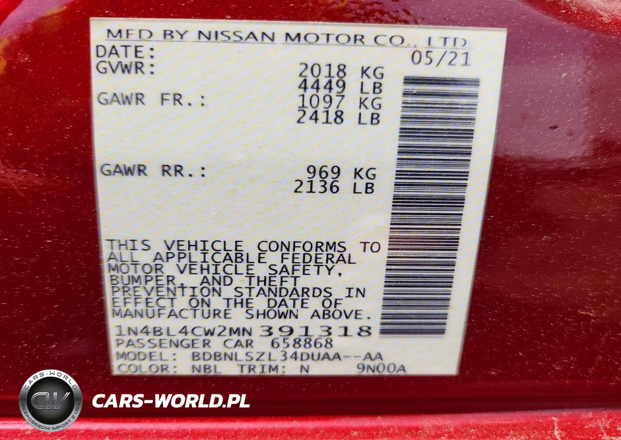 2021 Nissan Altima Sr VIN:1N4BL4CW2MN391318 - 13