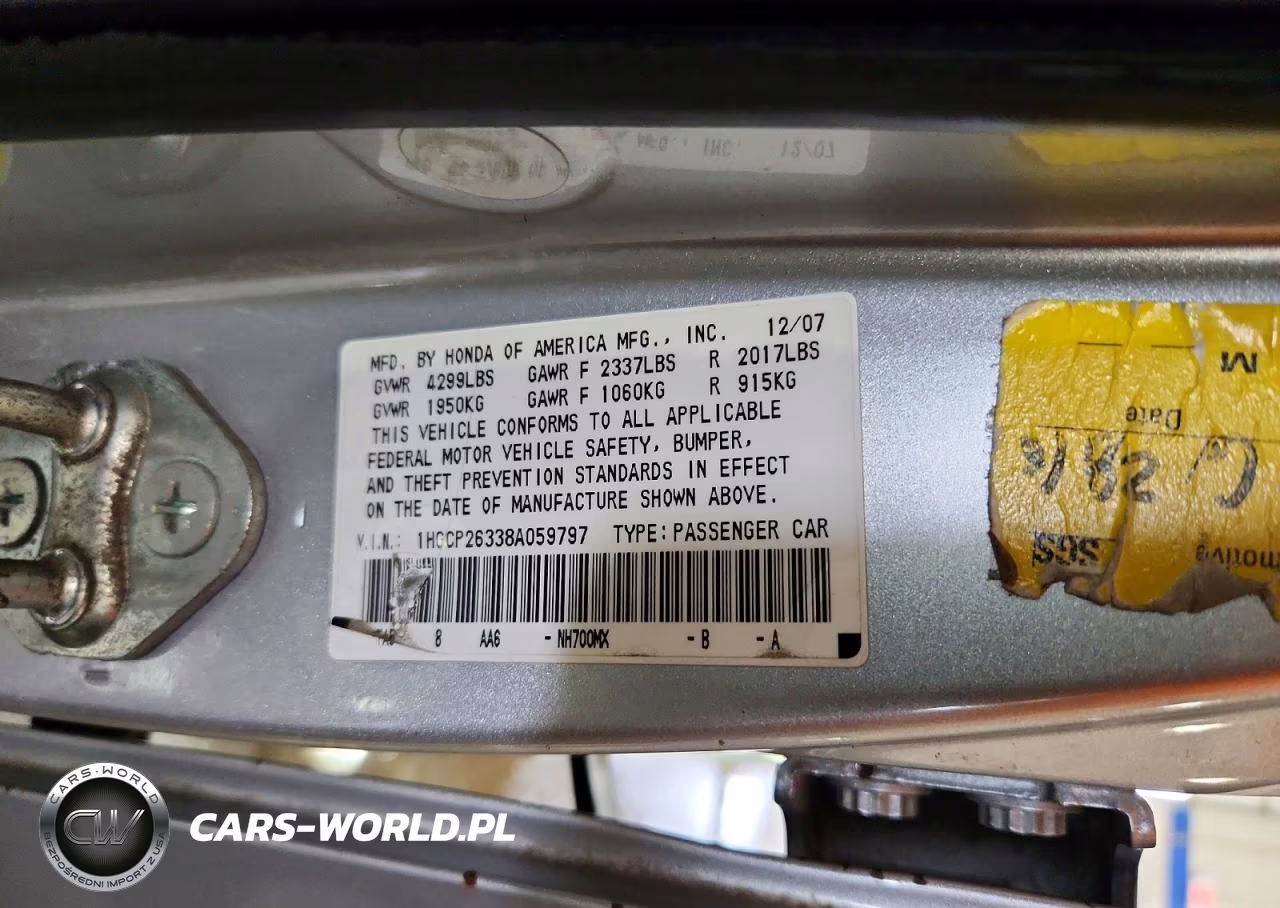 2008 Honda Accord Lx VIN:1HGCP26338A059797 - 12