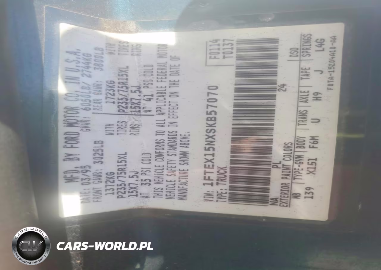 1995 Ford F150 VIN:1FTEX15NXSKB57070 - 12