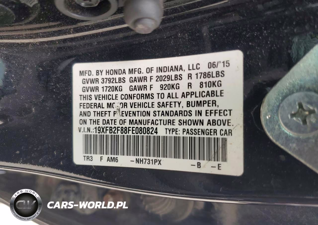 2015 Honda Civic Ex VIN:19XFB2F88FE080824 - 12