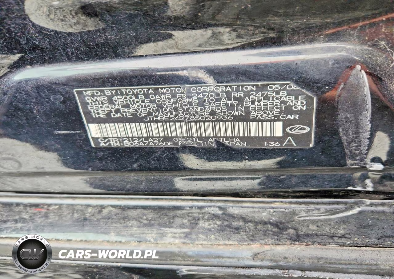 2008 Lexus Is 350 VIN:JTHBE262785020936 - 12