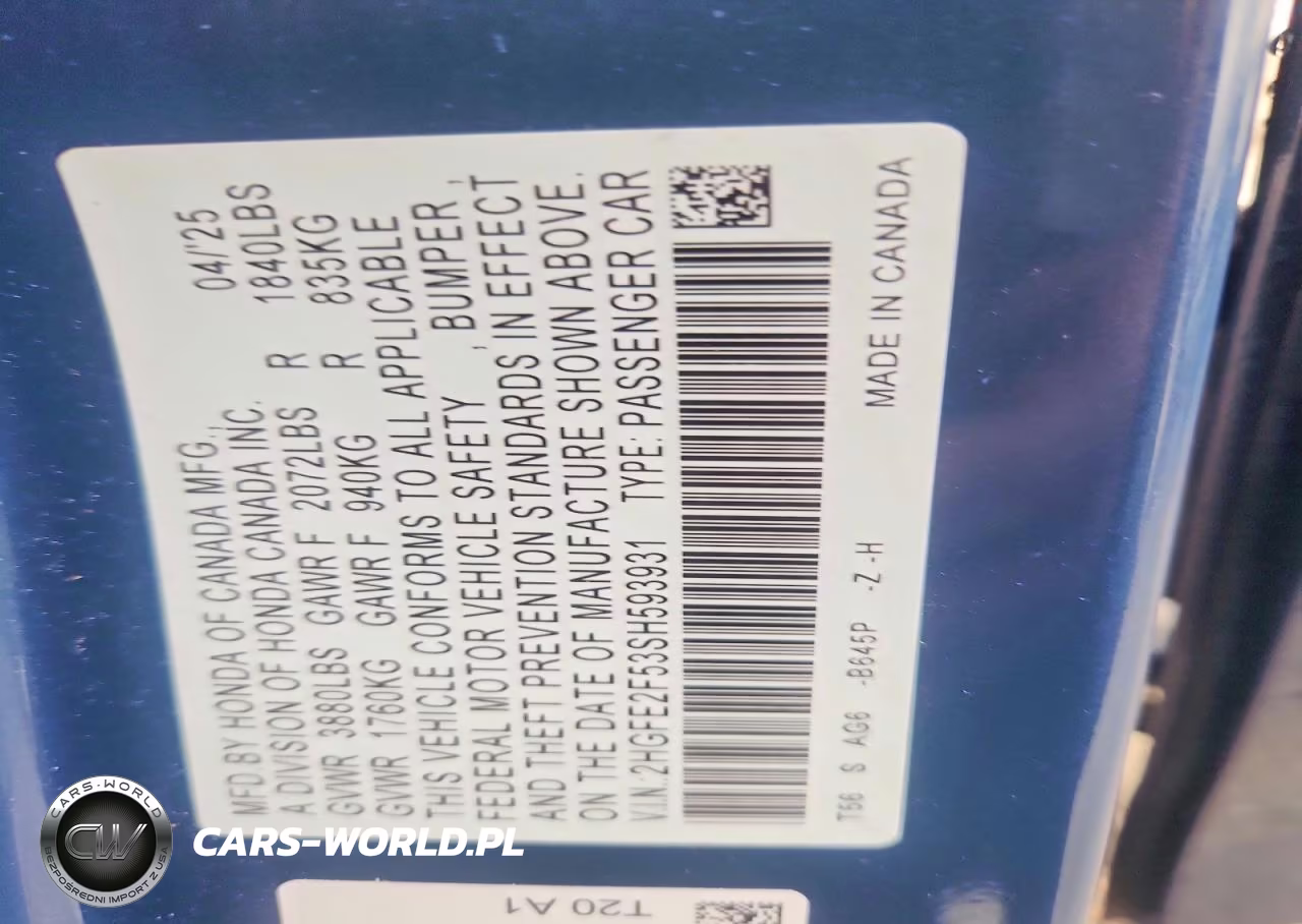 2025 Honda Civic Sport VIN:2HGFE2F53SH593931 - 12