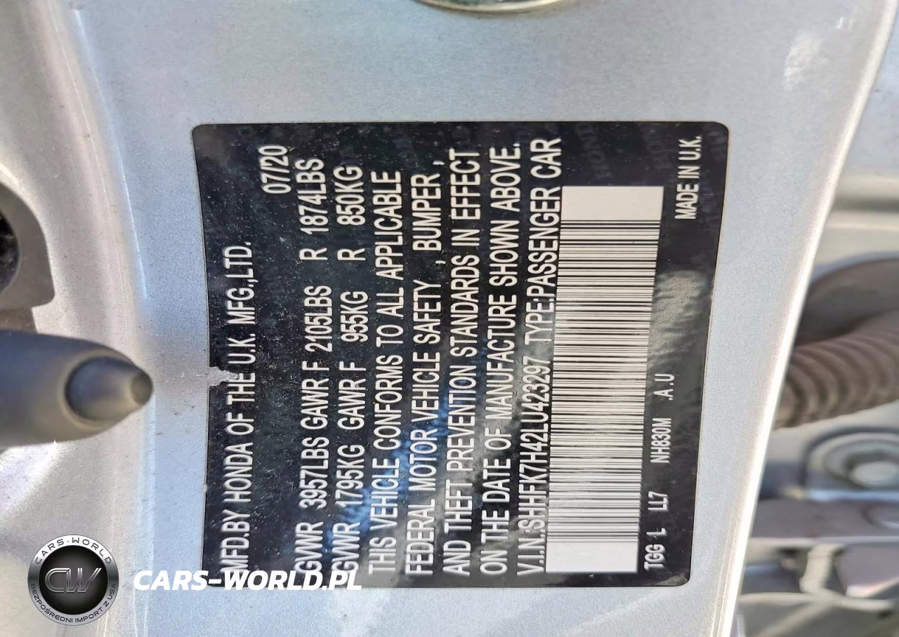 HONDA CIVIC VIN:SHHFK7H42LU423297 - 12