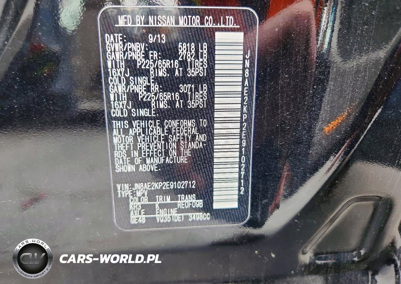 2014 Nissan Quest 3.5 Sv VIN:JN8AE2KP2E9102712 - 13