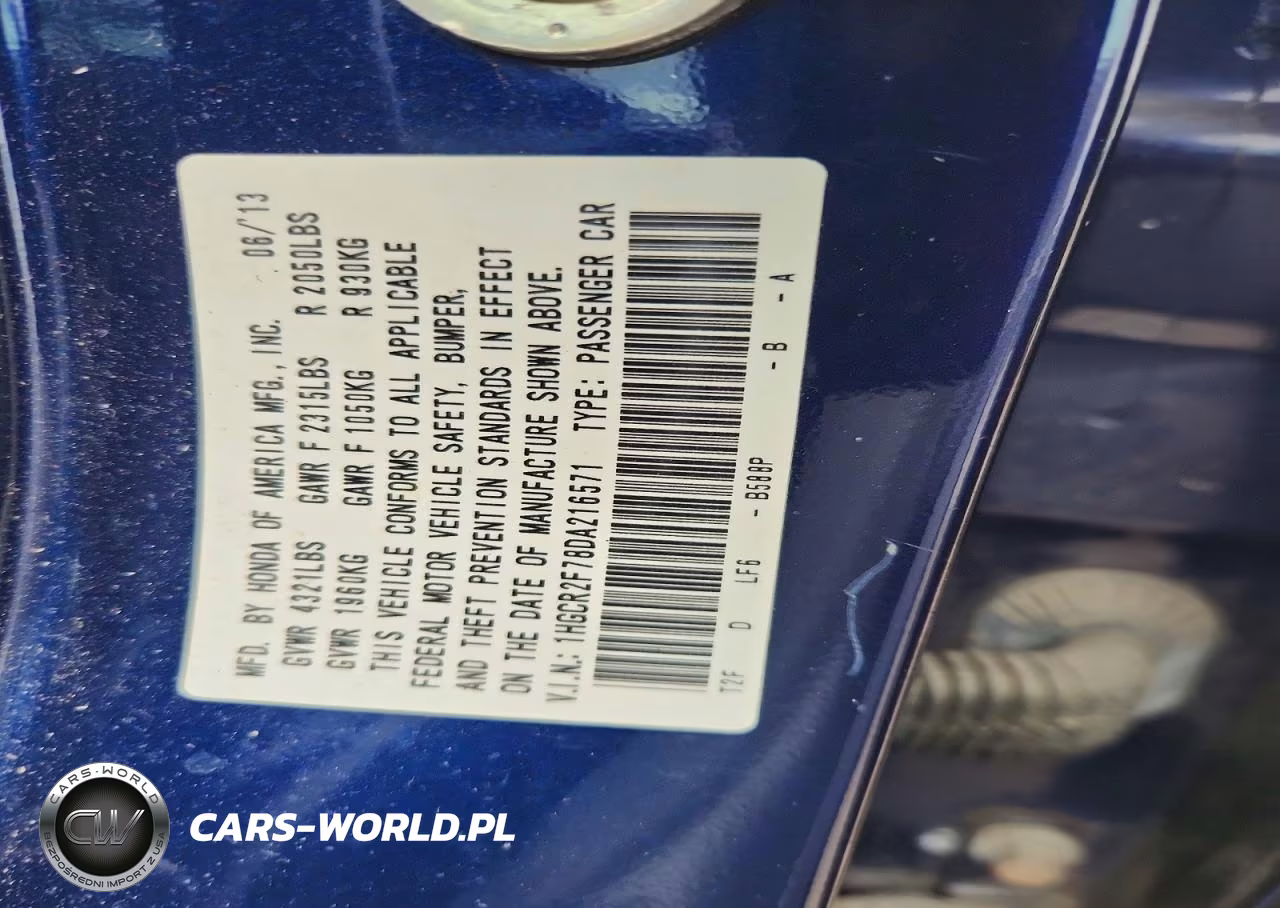 2013 Honda Accord Ex VIN:1HGCR2F78DA216571 - 12