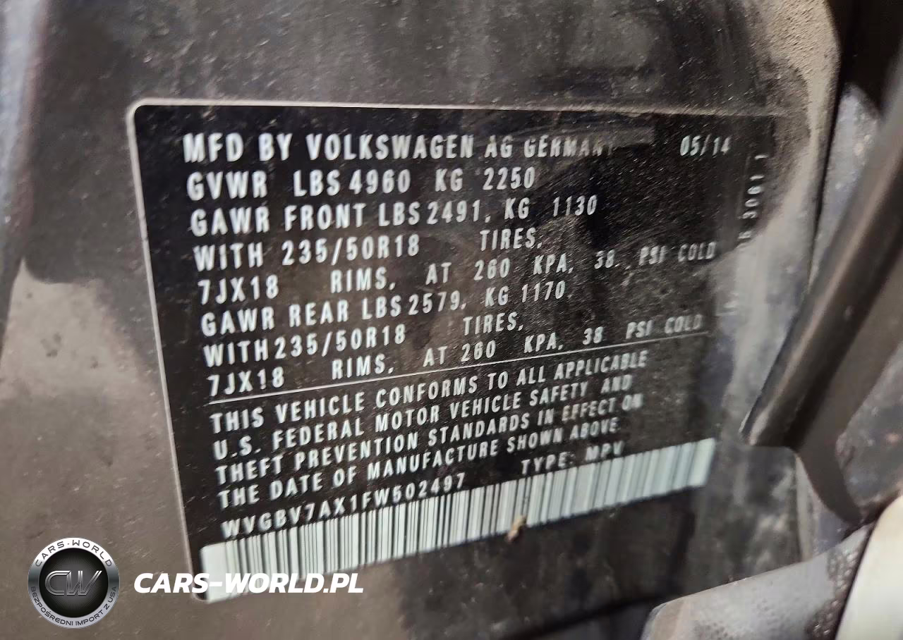2015 Volkswagen Tiguan S VIN:WVGBV7AX1FW502497 - 13