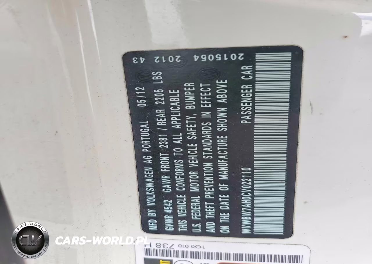 2012 Volkswagen Eos Komfort VIN:WVWBW7AH0CV022110 - 12
