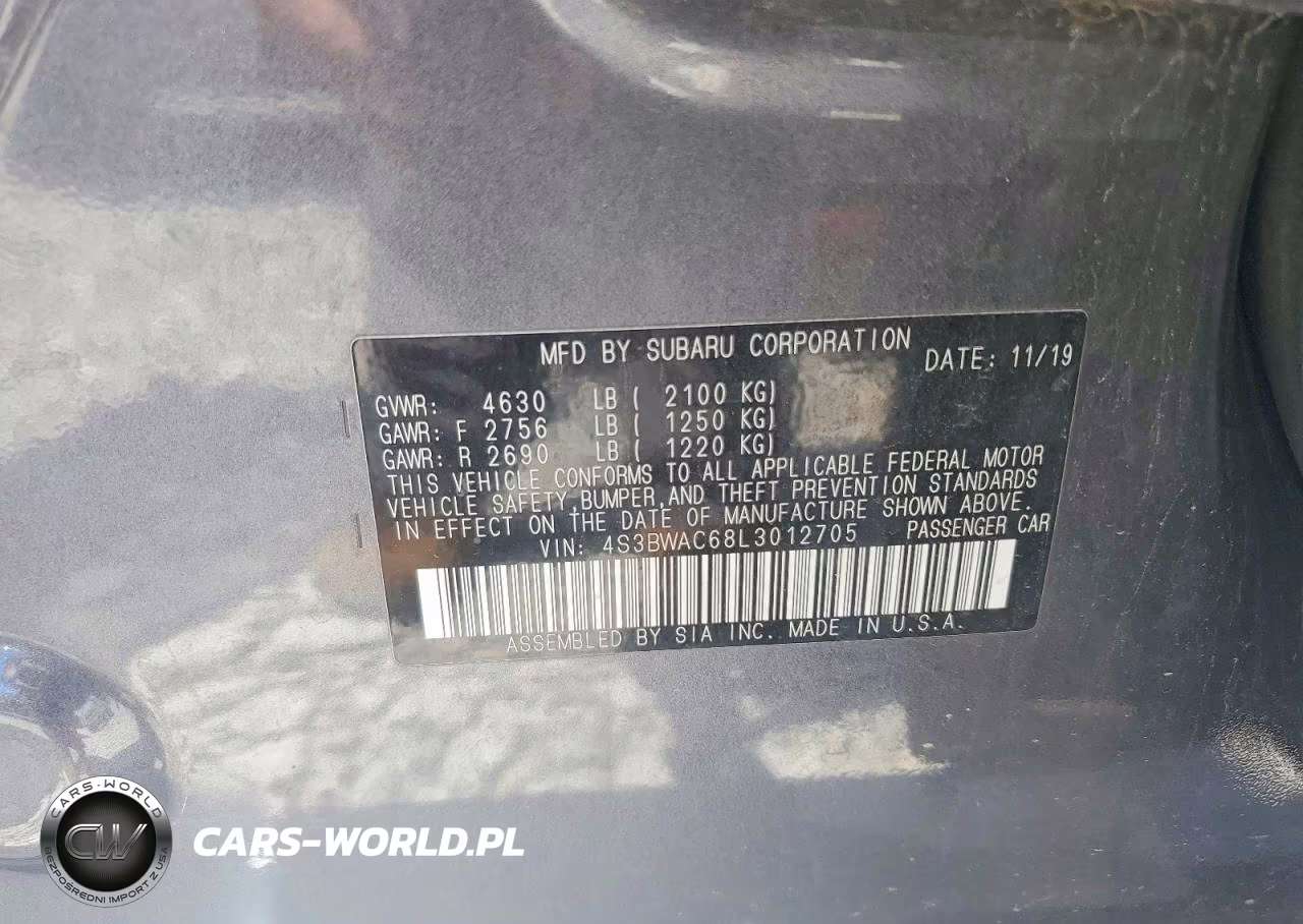 2020 Subaru Legacy Premium VIN:4S3BWAC68L3012705 - 12